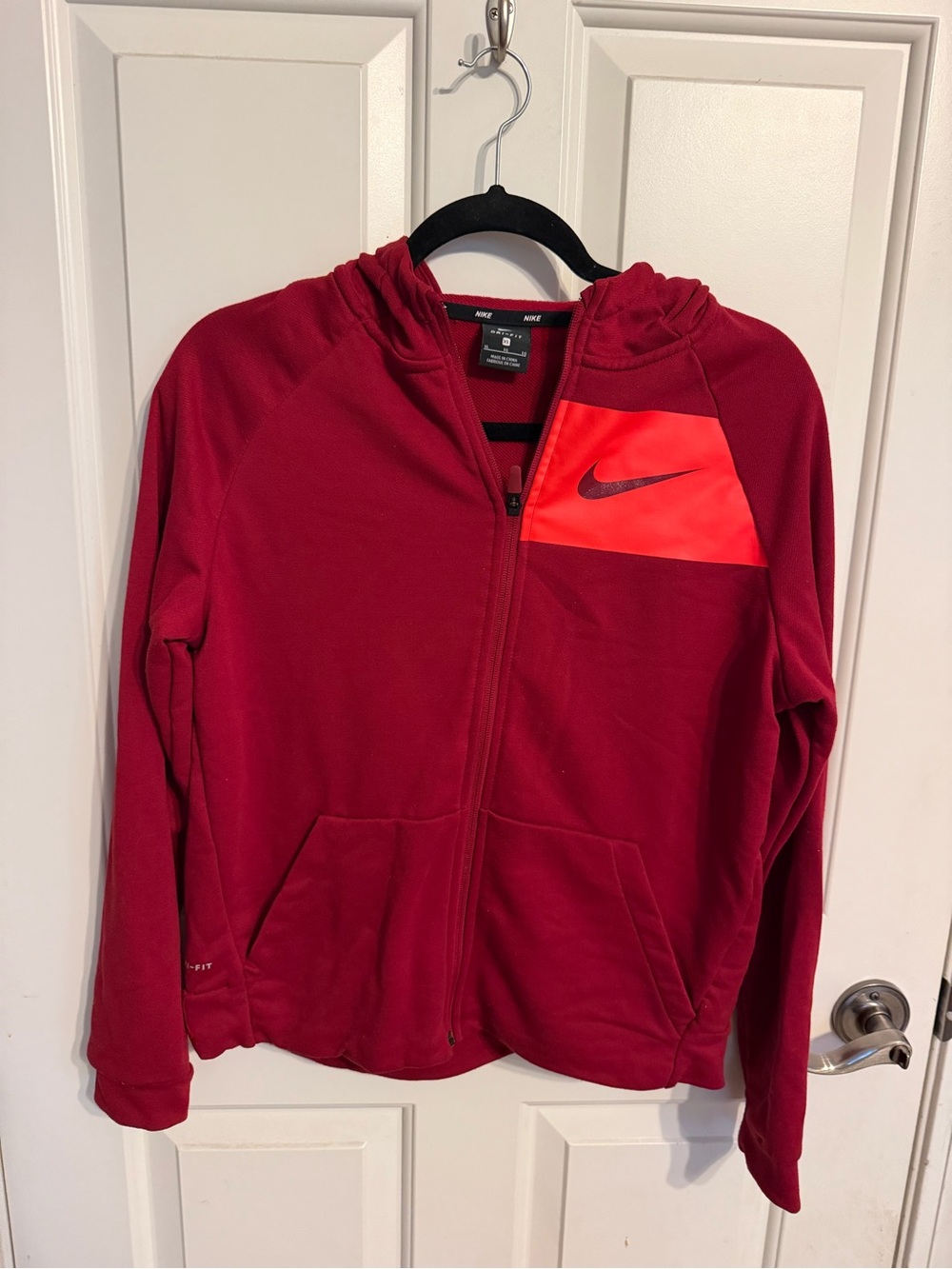 Nike Kids' Red Full-Zip Hooded Jacket XL